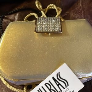 Clutch pocket book gold with rhinestones